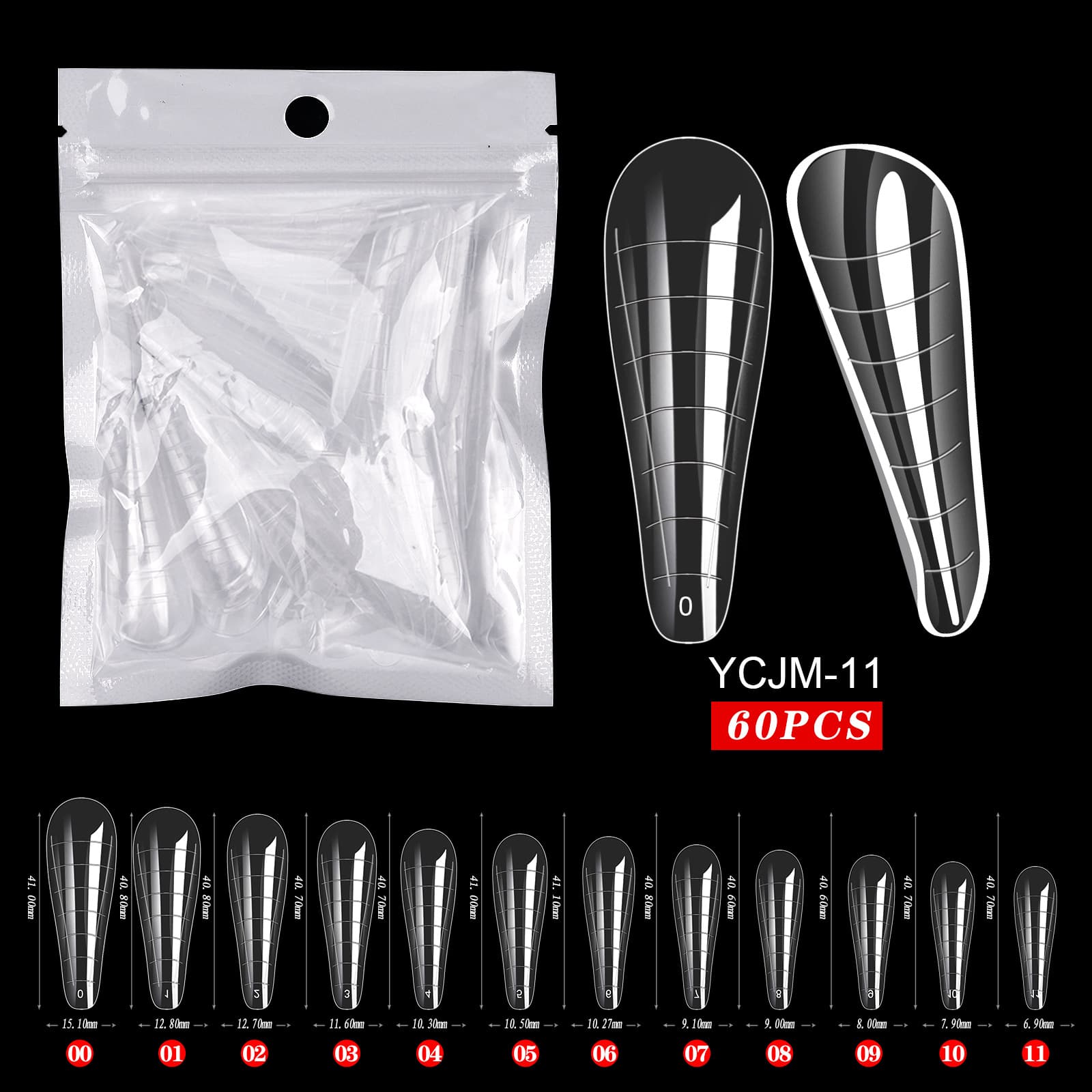 Cross-border nail art, nail molds, crystal extensions, paperless, fast gel nail extensions, 60 pieces per bag, extension gel set.