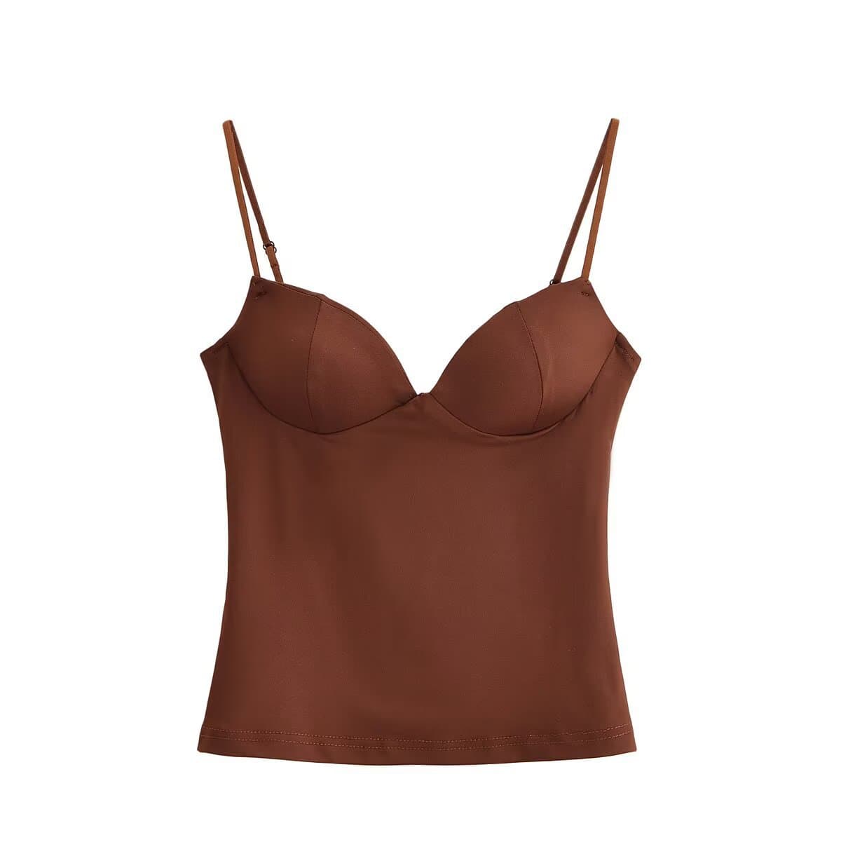 New summer export women's clothing, sexy slim-fit backless sweetheart neck silk satin camisole top
