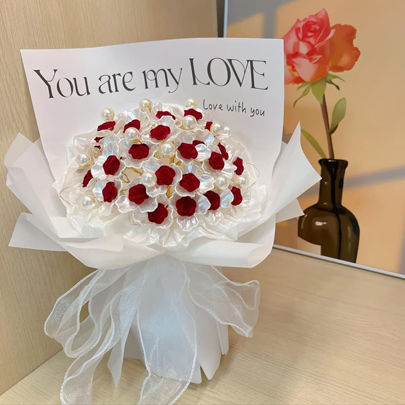 Artificial Everlasting Rose DIY Handmade Bouquet Craft Kit for Girlfriend Best Friend 520 Gift