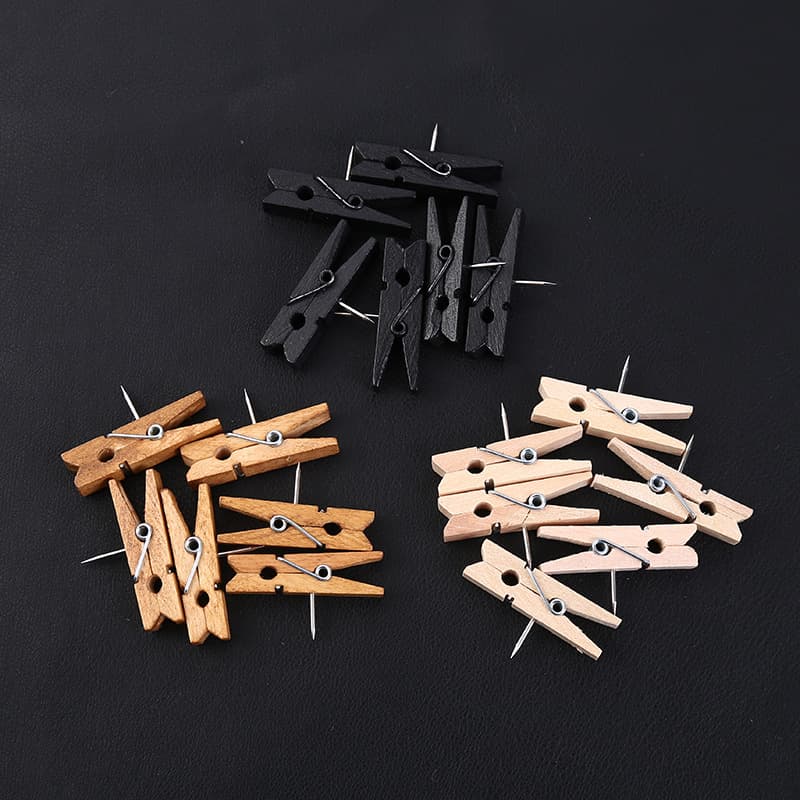 Creative solid wood colored Tacks, wooden thumbtacks, office painting art thumbtacks, raw wood board photo pins