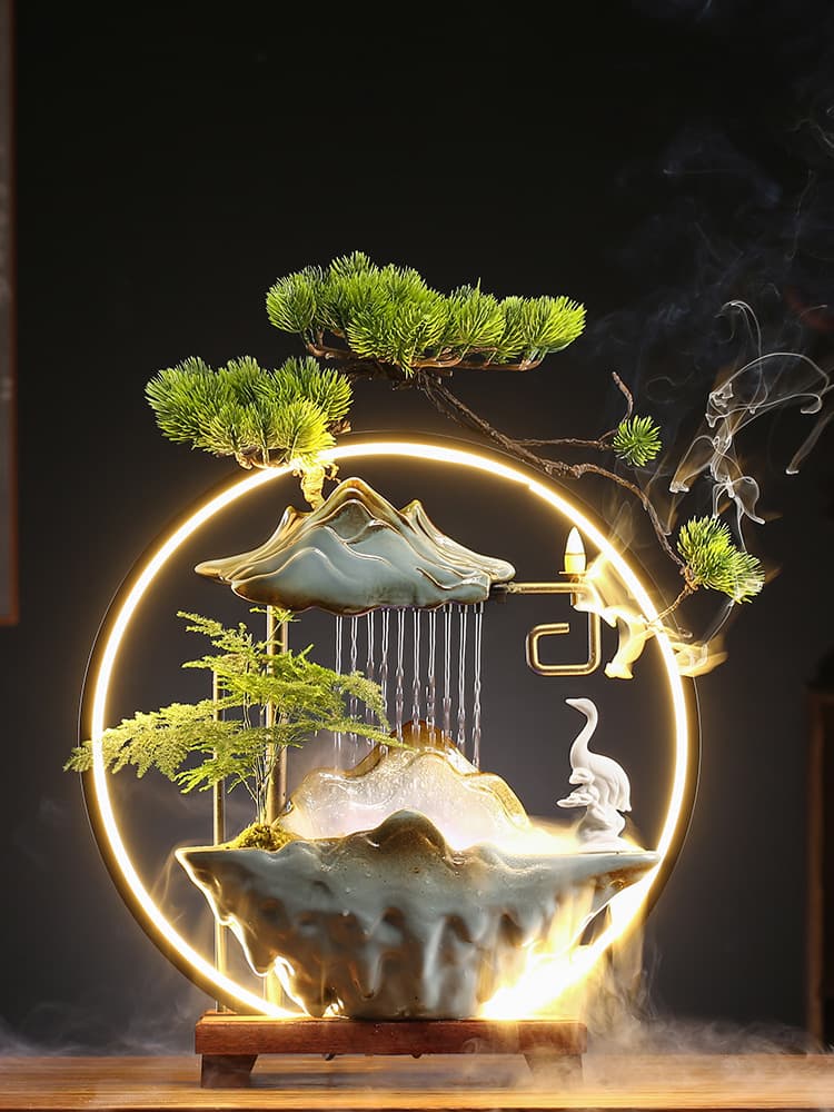 New Chinese style lucky water ornament for home, office, living room, desktop fountain, circulating humidifier, gift for business opening or housewarming.
