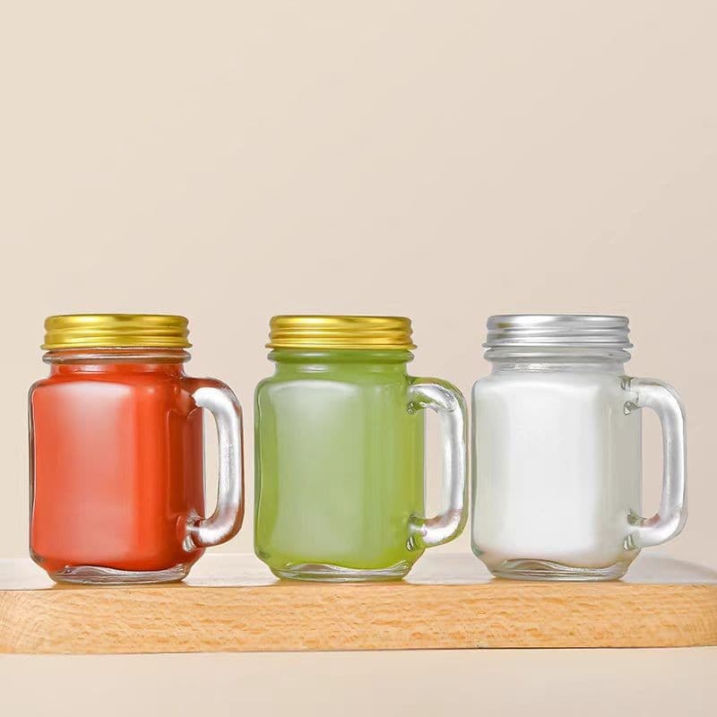 Mini Glass Sealed Jar with Handle, Honey Juice Jam Tomato Sauce Chili Sauce Pickle, Cross-Border Wholesale