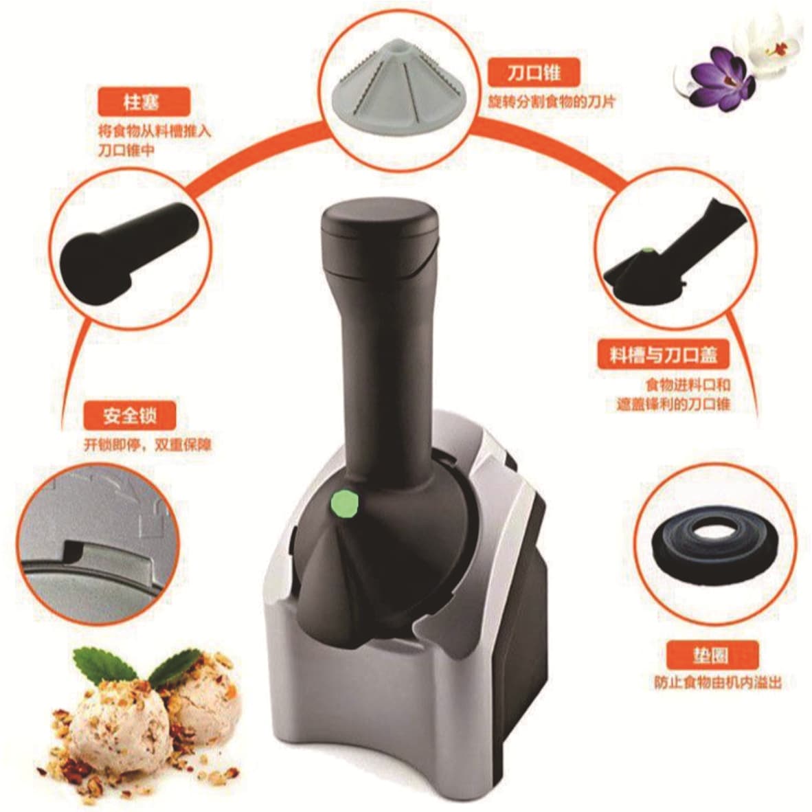 Cross-border ice cream machine, home-use fully automatic fruit ice cream machine, ice cream maker.