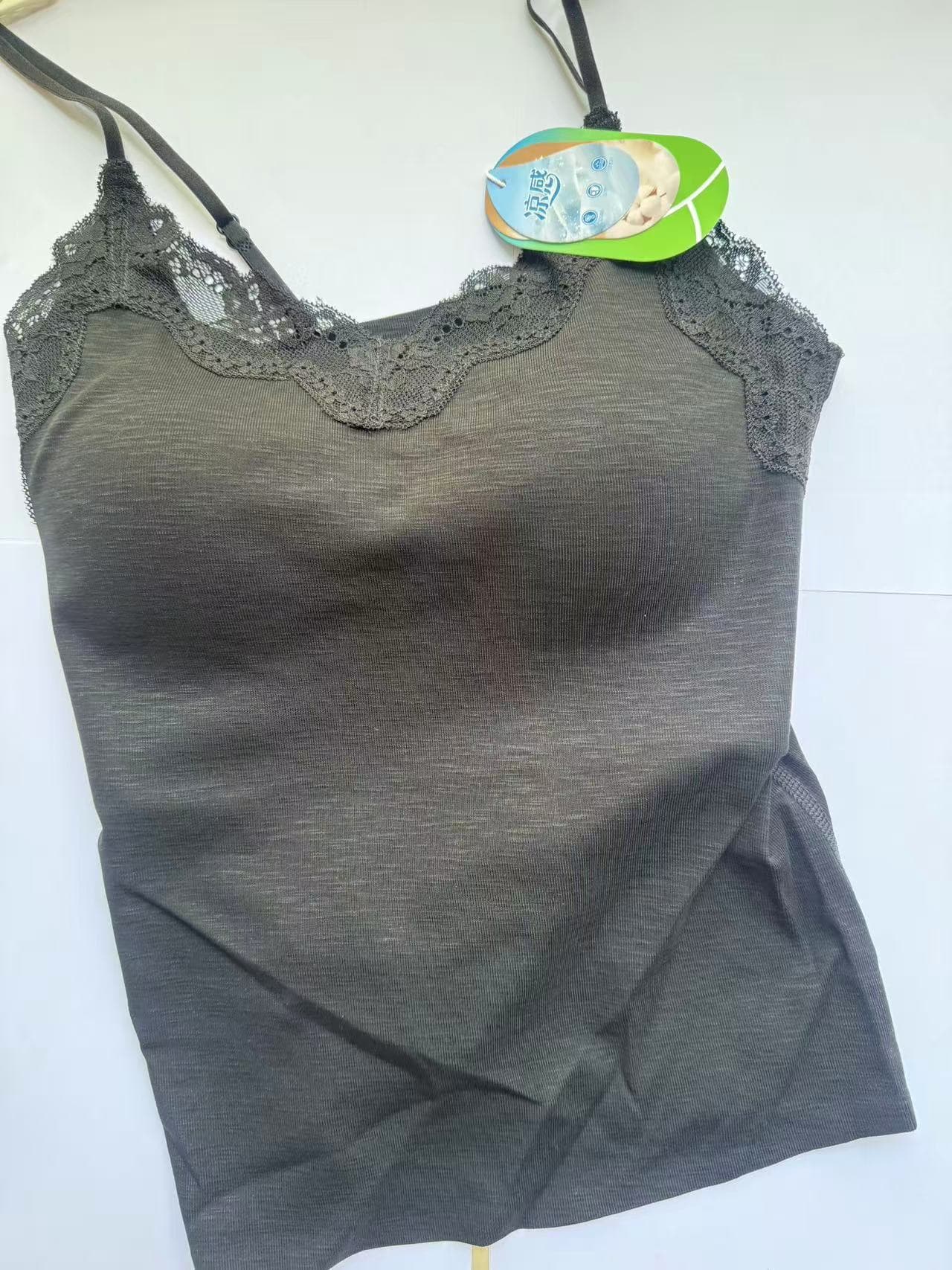 Lyocell Mulberry Silk Lace Floral Print Camisole with Built-in Pads, No-Bra Needed, Outerwear & Layering Backless Vest Top