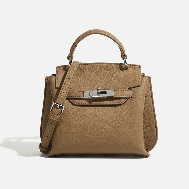 Genuine Leather Pebble Grain Kelly Bag 2026 New Style Casual Light Luxury Handbag Fashion Versatile Shoulder Crossbody Bag
