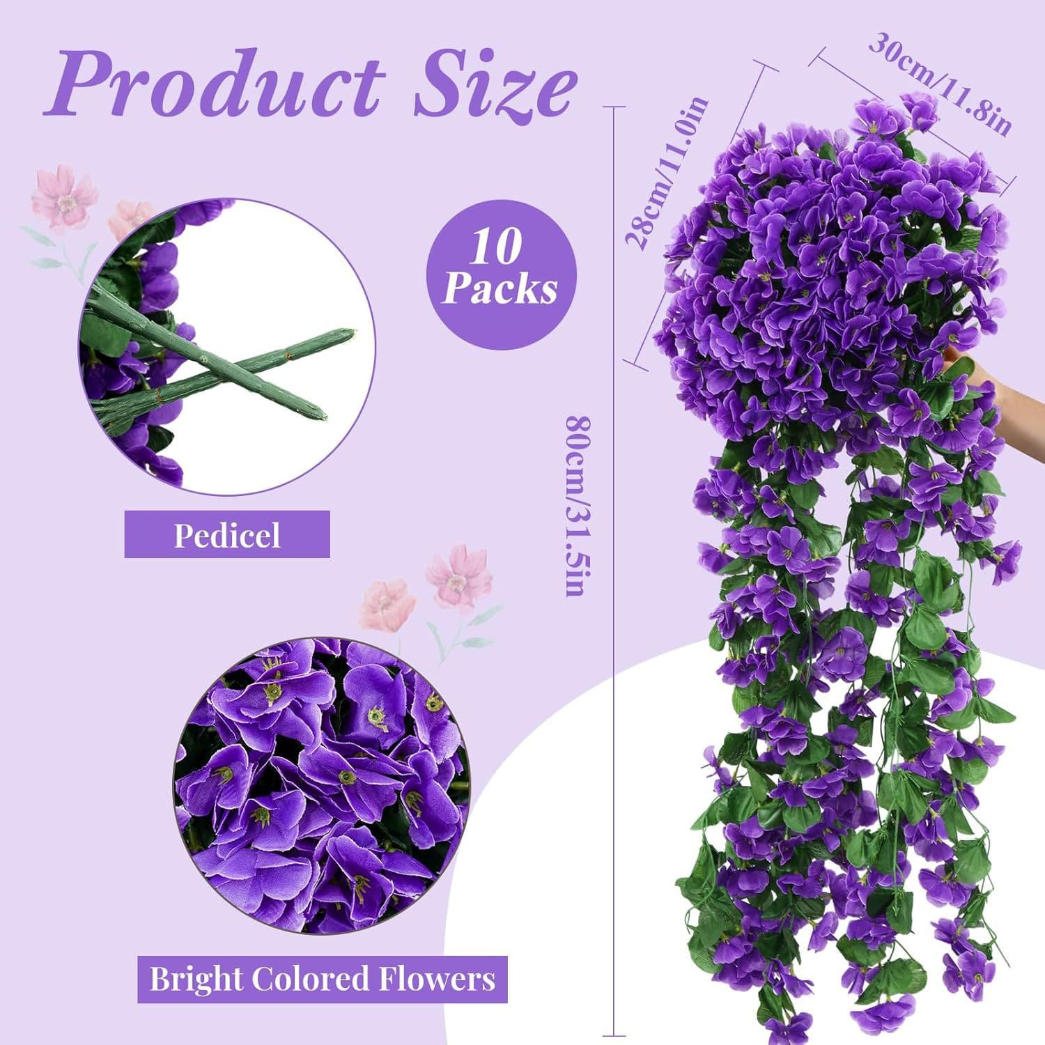 Cross-border Simulation Violet Hanging Vine Wall Decoration Indoor Artificial Flowers Fake Hanging Flowers Plastic Flowers for Living Room Wall