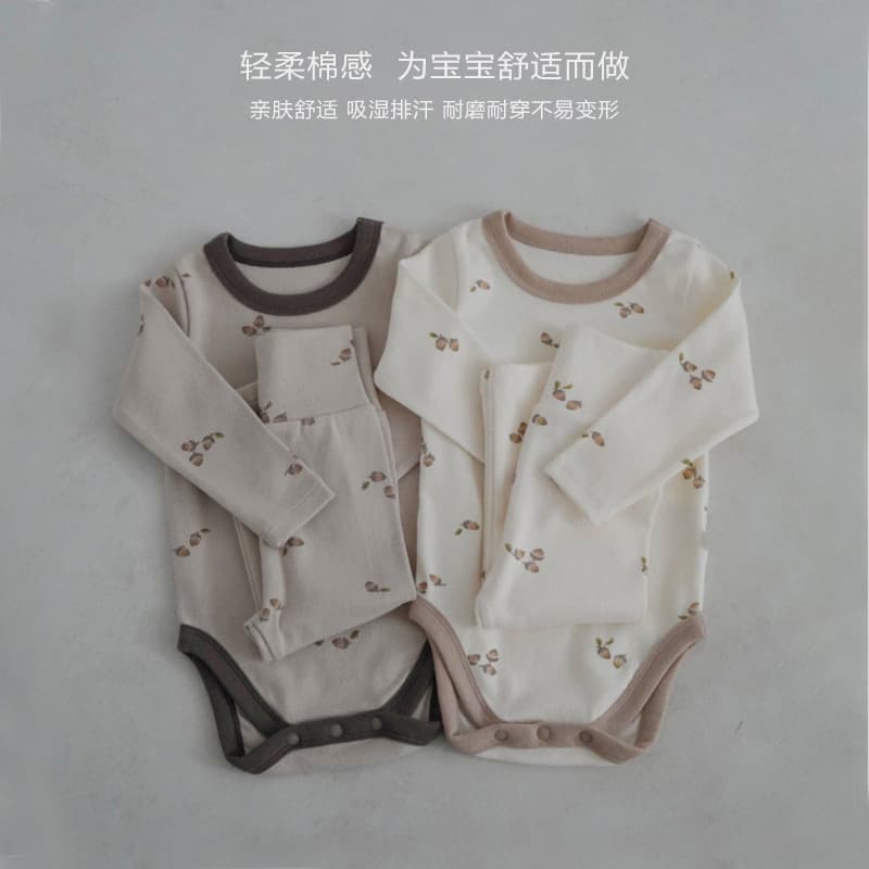 Baby Bodysuit Set Long Sleeve Spring Romper with Pants 2-Piece