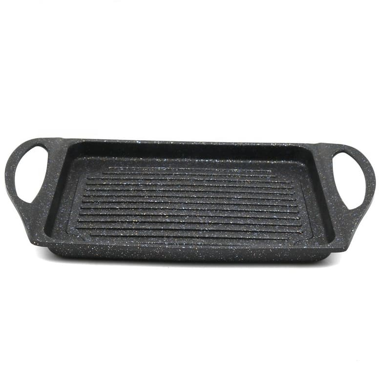 Korean-style rectangular iron plate, cast aluminum grill pan, non-stick household barbecue pan, Maifan stone.