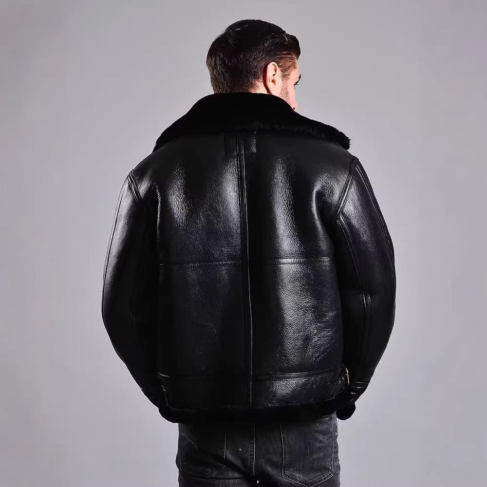 Factory Clearance Sale: Winter Thickened Genuine Shearling Men's B3 High-End Fur Integrated Men's Jacket