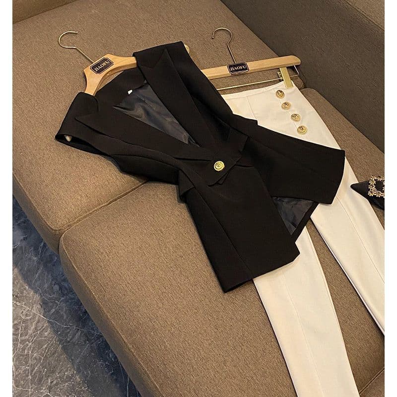 2024 Spring Trendy Belted Sleeveless Blazer Vest for Women