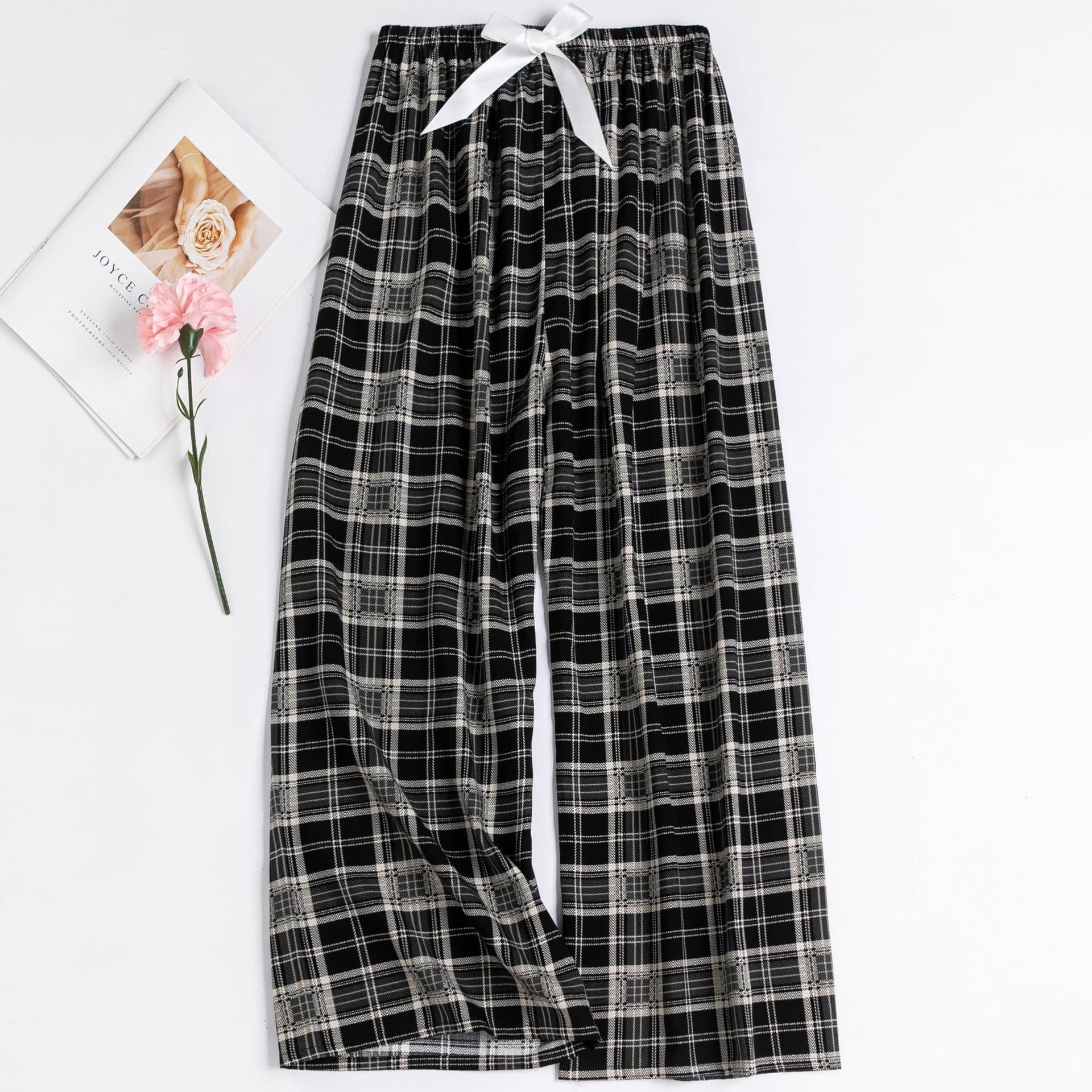 Women's Cotton Silk Sleep Pants Summer New Floral Mosquito-Repellent Pants Wear-Out Home Pants Rayon Large Size Thin Home Pants
