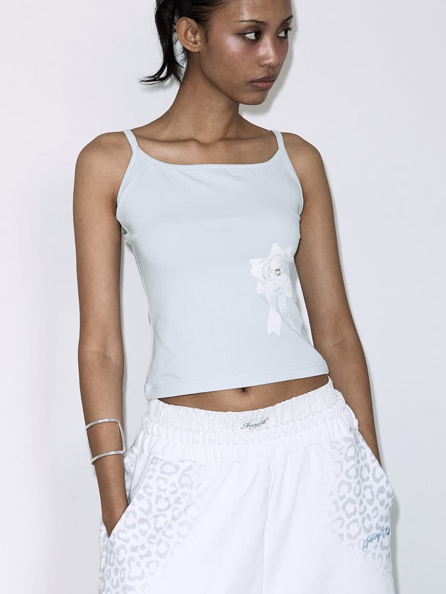 Spring Summer 2026 New Women's Fashion Print Rhinestone Tank Top Cross-Border INS Style