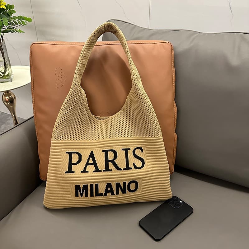 Large capacity, exquisite 2026 new letter knit tote bag, versatile shoulder bag, commuter handbag, easy to match with casual wear.
