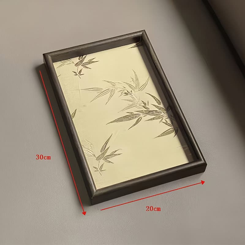 Chinese Bamboo Leaf Light Shadow Tray, Living Room Desktop Storage Wooden Organizer Tray, Vintage Premium Style Tea Tray for Collectibles