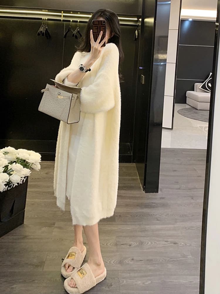 Early Autumn 2025 New Trendy Sweater for Women, Cozy and Chic Unique Knit Cardigan Mid-Length Coat