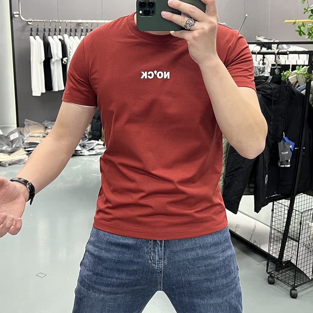Mercerized Cotton Short Sleeve T-Shirt for Men New Summer Loose Fit Round Neck Streetwear Ins Style Undershirt Simple Top