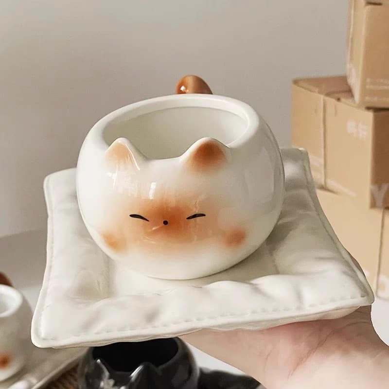 Super cute Siamese cat ceramic mug cute creative latte coffee cup couple pair cup gift cup girls