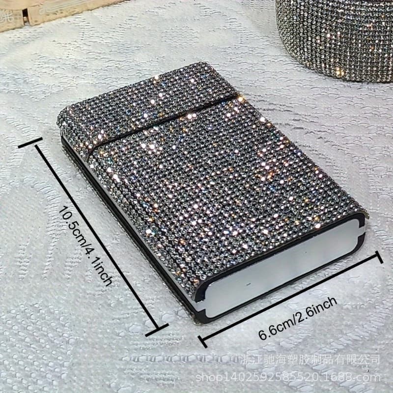 Bling Rhinestone Cigarette Case Metal Anti Pressure Portable Cigarette Storage Box