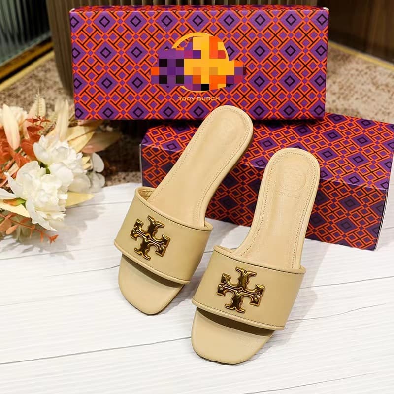 TB Women's Shoes 2024 New Style Casual Flat Slide Sandals Sheepskin Outdoor