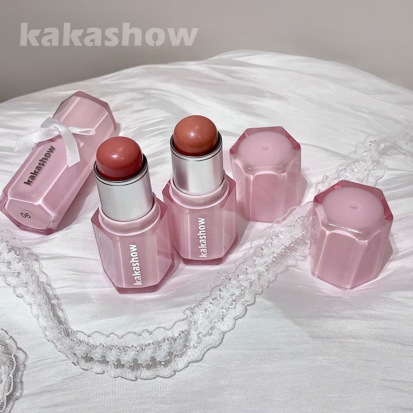 Kakashow Tipsy Water Glow Blush Stick - One-Swipe Melting, Skin-Blending, Natural Korean-Style Youthful Look, Hydrating and Sheer Blush Stick