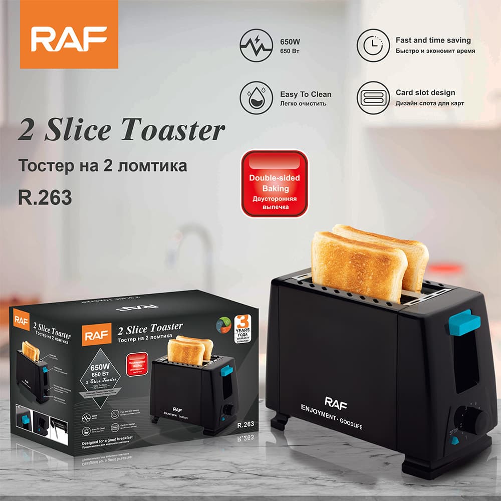 US/EU Plug Toaster 2-Slice Breakfast Sandwich Toaster Small Bread Toaster for Heating