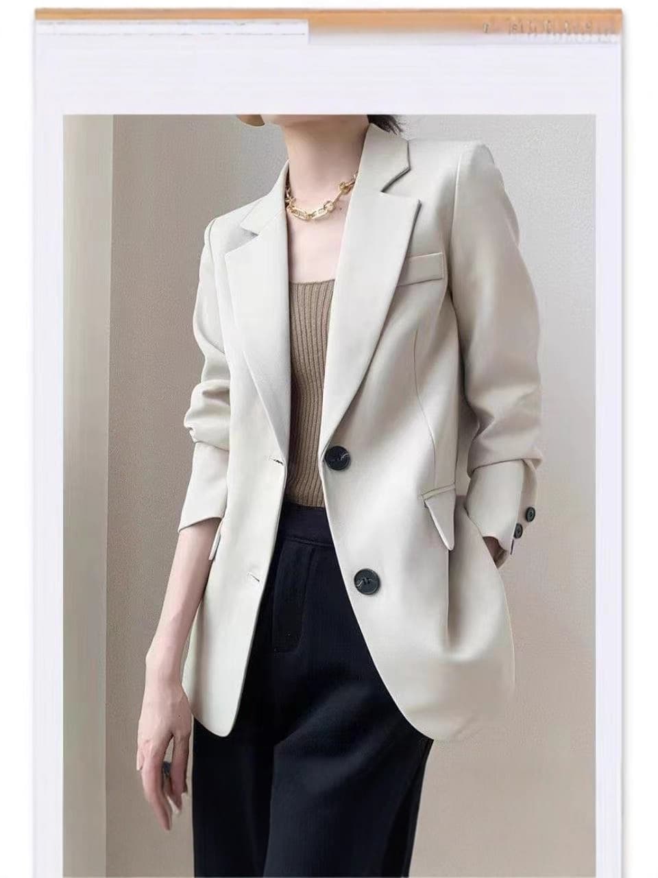 Coffee Blazer Women Spring Fall Fashion New Korean Loose Casual Jacket