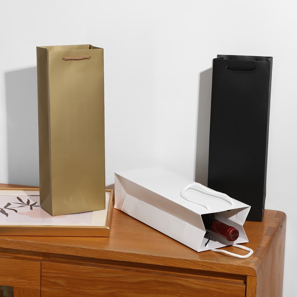 Cross-Border Paper Handbag for Wine, Single or Double Bottle Thickened Wine Tote Bag, Gift Packaging Bag, Souvenir Gift Box