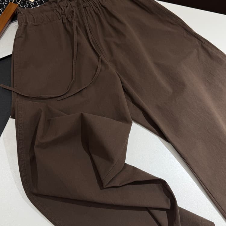 2026 New Three-Color Women's Solid Elastic Waist Drawstring Loose Fit Scissor Cotton Blend Casual Pants