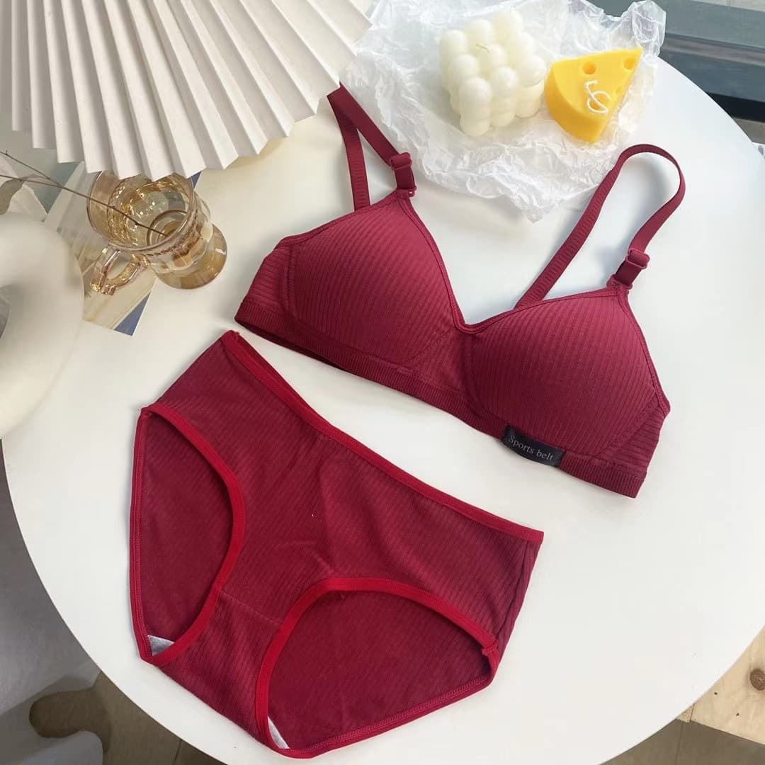 Pure cotton underwear for high school girls, Korean style, wire-free AB cup bra, thin and supportive for small breasts, summer.