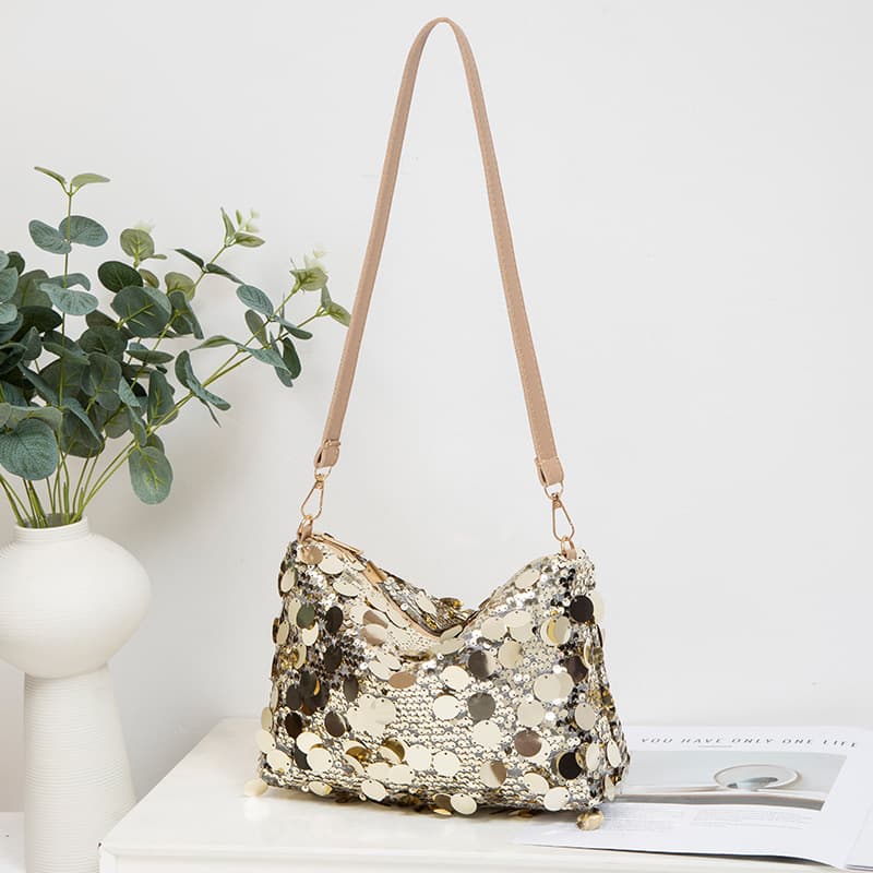 Casual and stylish women's bags, new 2025 styles, sequined and sparkly, large capacity, underarm bag/shoulder bag.