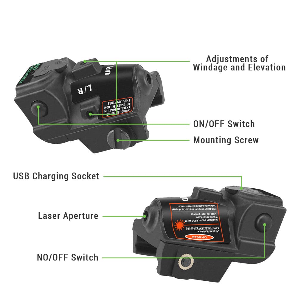 Compatible with Taurus G2C, Glock 17, 18C, 19, 21, CZ75 5mW Rechargeable Laser Pointer LS-L3