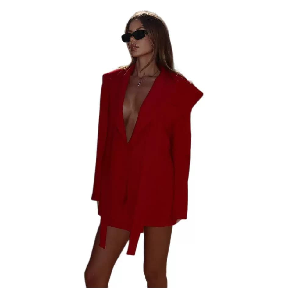 In stock, autumn/winter solid color fashionable versatile casual design women's blazer set, simple and stylish.