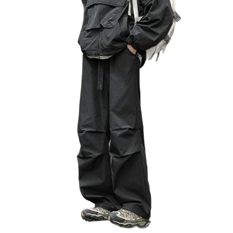 Men's Loose Straight Casual Quick-Dry Paratrooper Cargo Pants with American Pleats, Outdoor Mountain Hiking Long Pants
