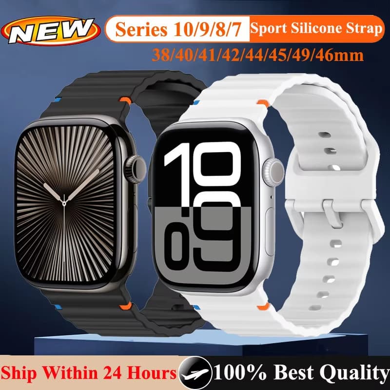 Suitable for Apple Iwatch11 Watch Strap Ultra Wave Silicone Plastic Color Dot Watch Strap