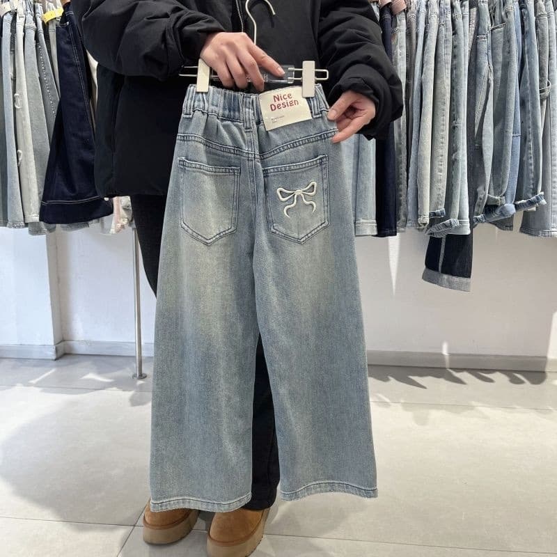 Girls' Straight Leg Jeans 2025 New Spring White