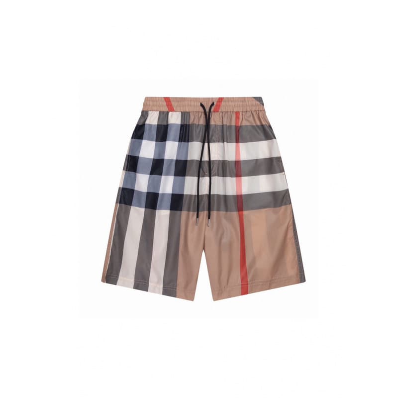 2025 Summer New Men's Shorts Beach Pants Sporty Casual Mid-Length Pants Simple Color Block Cargo Plaid Pants Men's