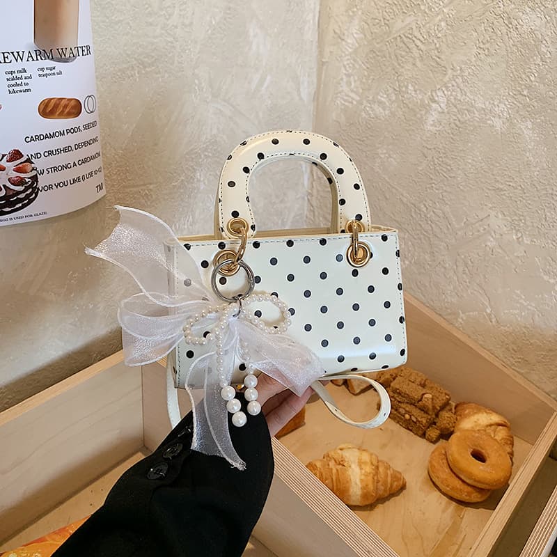 2026 New Fashion Polka Dot Mini Square Bag Niche Shoulder Crossbody Women's Bag Premium Commute Bag Shoulder Crossbody