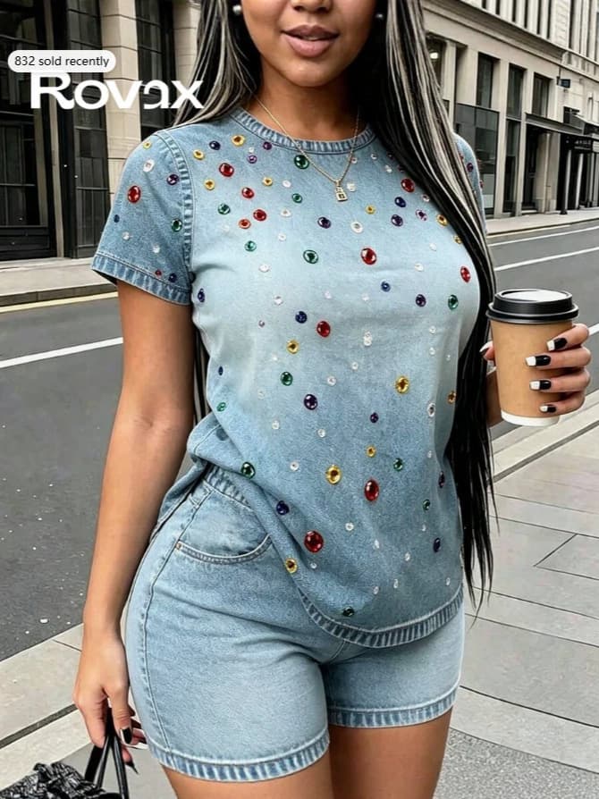 Amazon Export Retro Sweet Dopamine Colorful Print Short Sleeve T-Shirt 3D Print Short Sleeve