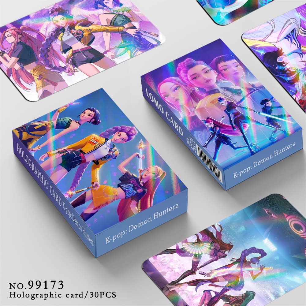 New 30-card K-POP Demon Hunter Girl Group Flash Cards Cartoon Holographic Cards Anime Double-sided LOMO Cards (Batch)