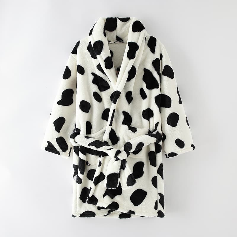 Children's Autumn/Winter Flannel Pajamas Homewear for Boys and Girls, Medium to Large Kids' Robe Bathrobe Family Matching Loungewear