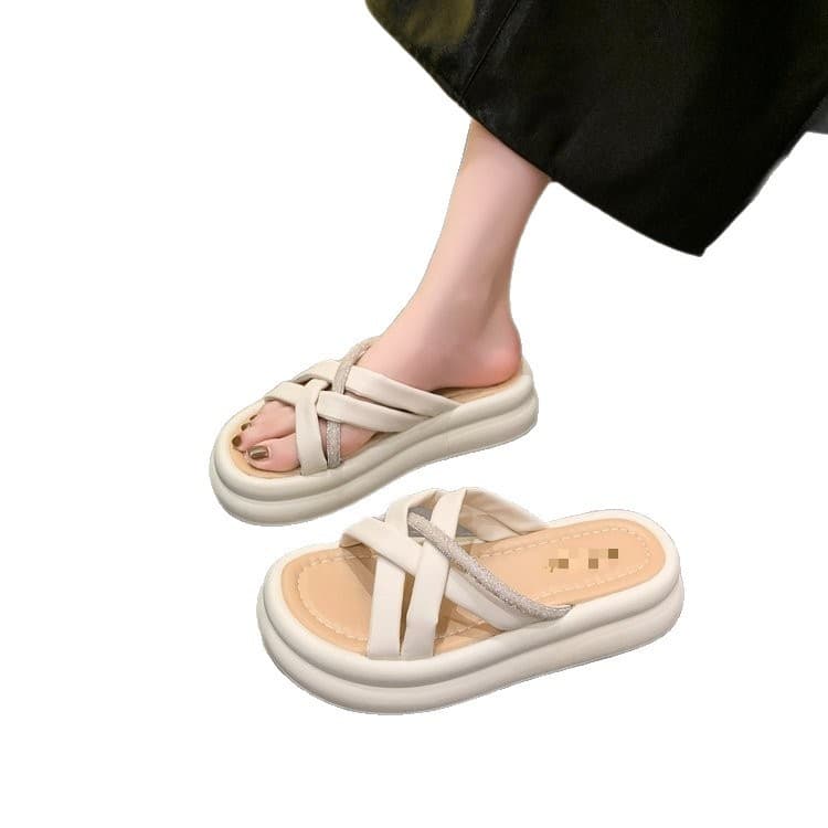 Women's Summer Slippers 2026 New Style Versatile Platform Thick Sole Wedge Sandals Trendy Casual Fashion Ladies' Slide Sandals