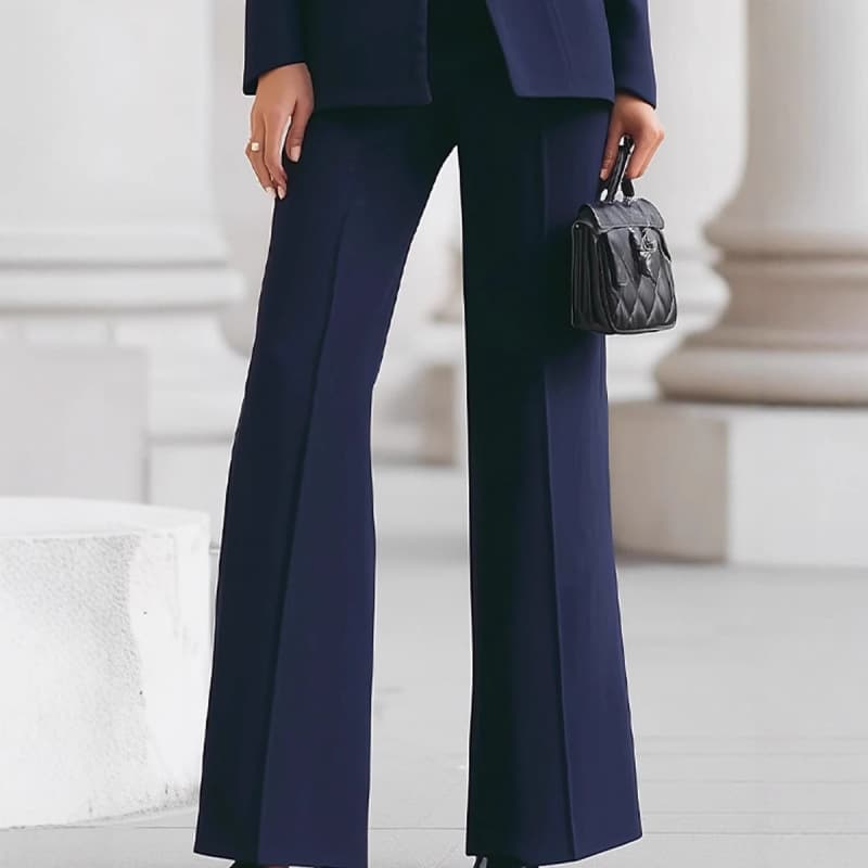 2026 European and American Women's Long-Sleeve Solid Color Pocket Single-Breasted Blazer and Trousers Two-Piece Business Suit Set