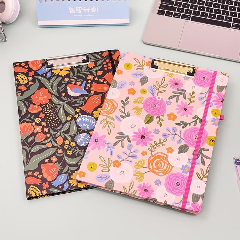 European and American New Style Floral High-Value Office Clipboard Notepad Strap Folder Notebook Manufacturer Wholesale