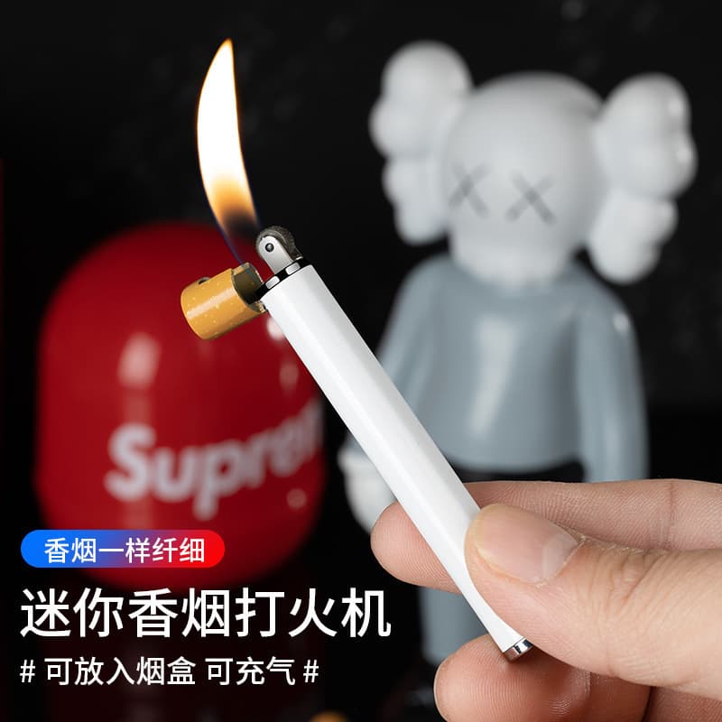 Mini Cylindrical Cigarette Grinding Wheel Open Flame Lighter Inflatable Compact Lighter Douyin Cross-Border Supply Wholesale