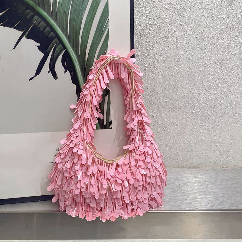 Personalized Trendy Tassel Shiny Sequin Sweet and Cool Shoulder Bag High-End Temperament Fashion Casual Handbag