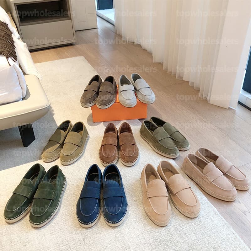 Handmade genuine leather loafers with espadrille soles, slip-on shoes, suitable for couples, cross-border e-commerce.