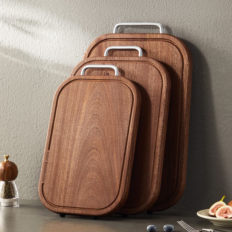 Wutan Wood Whole Wood Cutting Board, Anti-Slip, Antibacterial, Wooden Chopping Board, Dual-Side Cutting Board for Fruits and Vegetables, Anti-Mold, Antibacterial