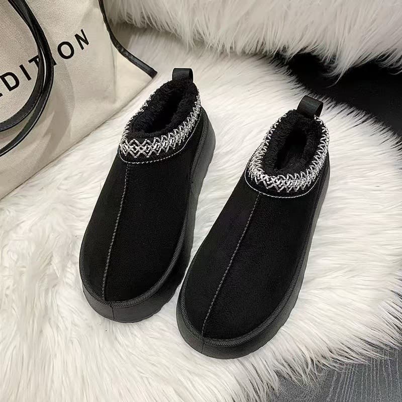 2025 Thick-soled Winter New Style Cotton Shoes, Foreign Trade Hot Selling Solid Color Warm Cotton Shoes for Women, Ethnic Style, Easy to Wear and Comfortable