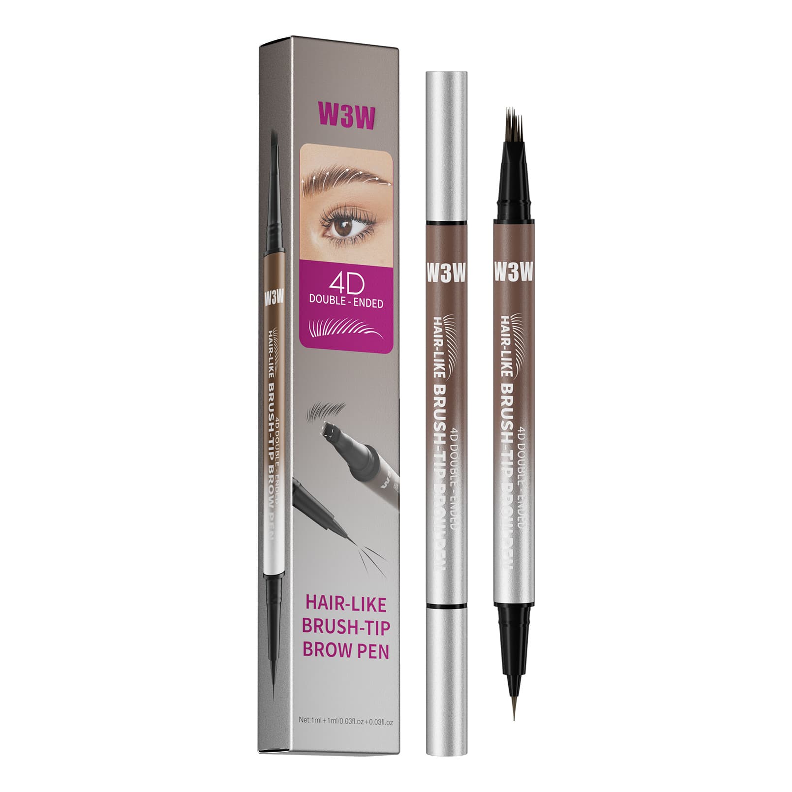 W3W Liquid Eyebrow Pencil, Amazon Multi-Forked Liquid Eyebrow Pencil, Waterproof, Sweatproof, Smudge-proof, Water-based Eyebrow Pencil, Export Version
