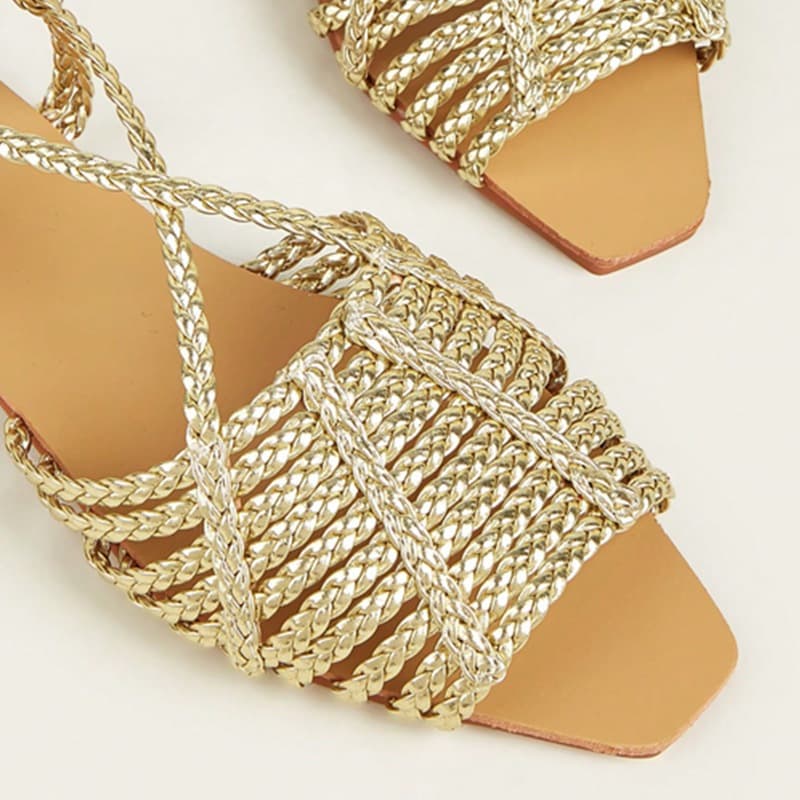 Women's plus-size cross-border summer sandals, new style, fashionable, everyday flat square-toe open-toe sandals.